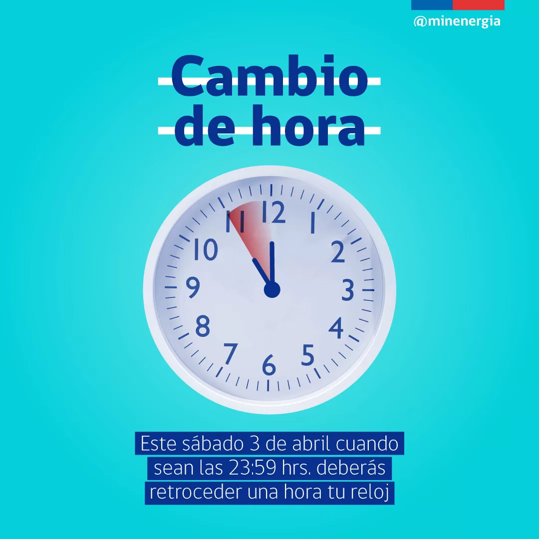 Este sábado 3 de abril comenzará  horario de invierno